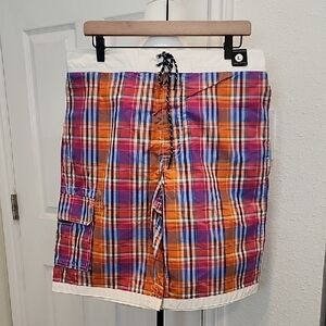 Tommy Hilfiger Plaid Multicolor Swim Shorts Cargo Pocket -XL NWT
